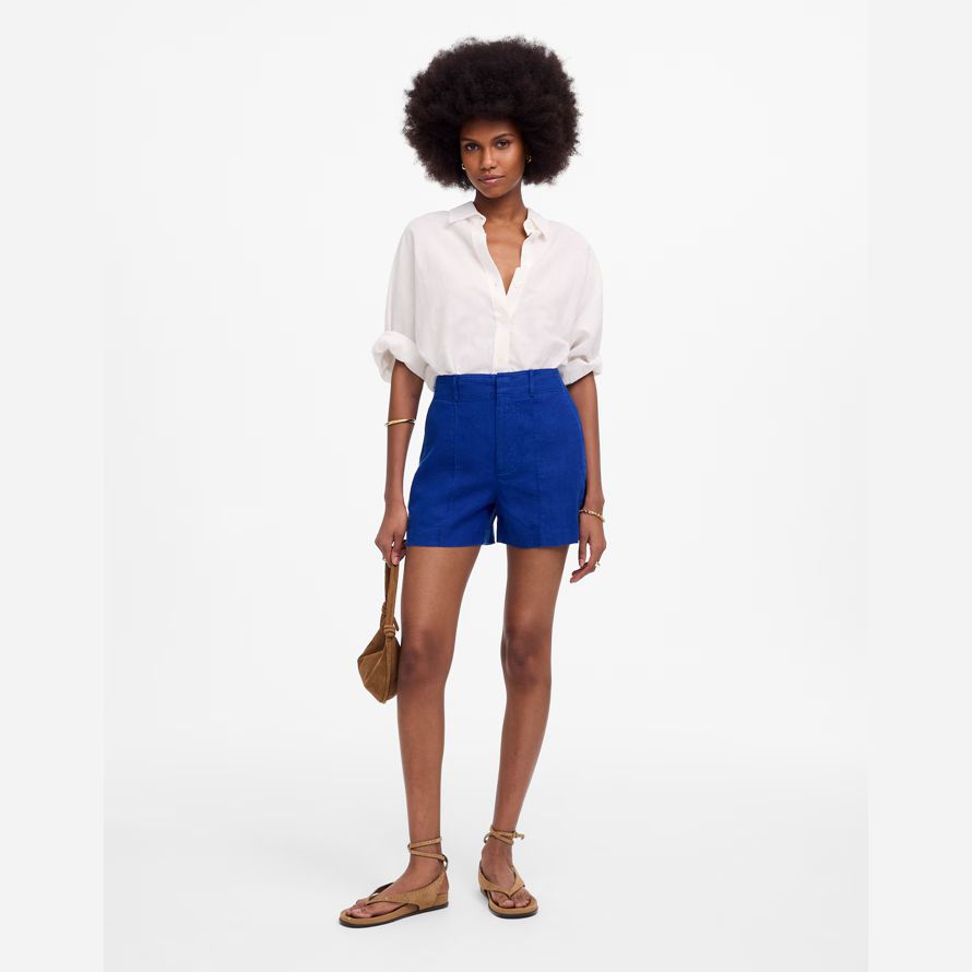 madewell pintucked womens shorts-dark blue