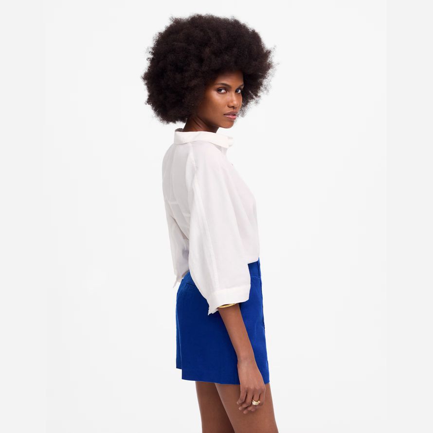 madewell pintucked womens shorts-dark blue