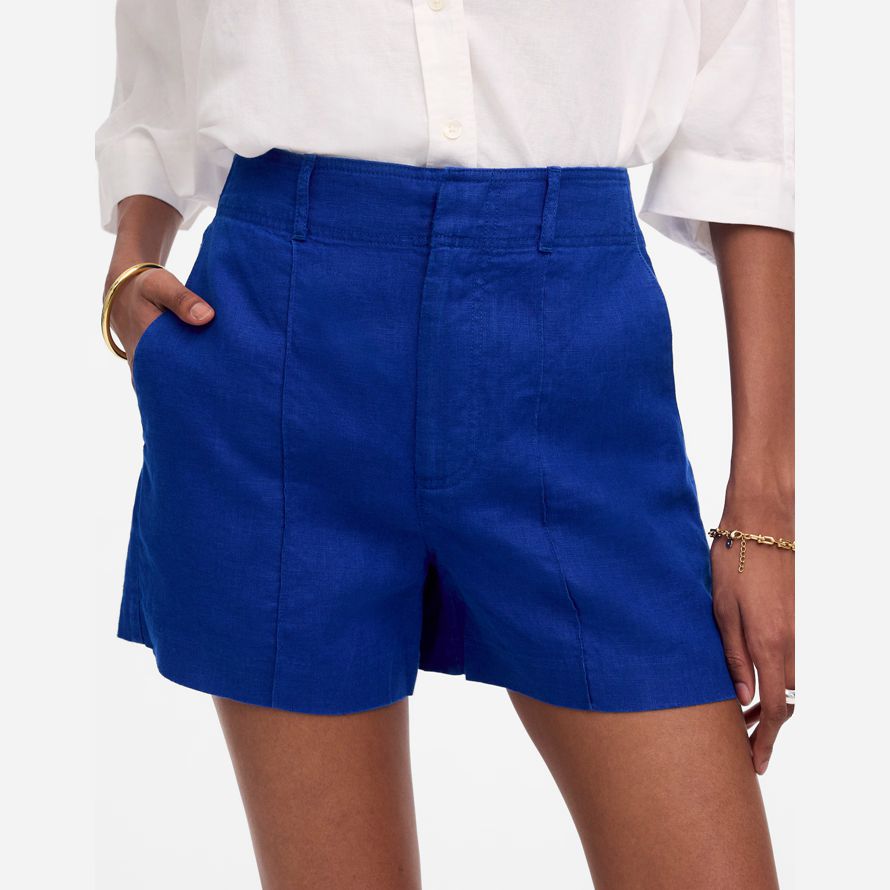 madewell pintucked womens shorts-dark blue