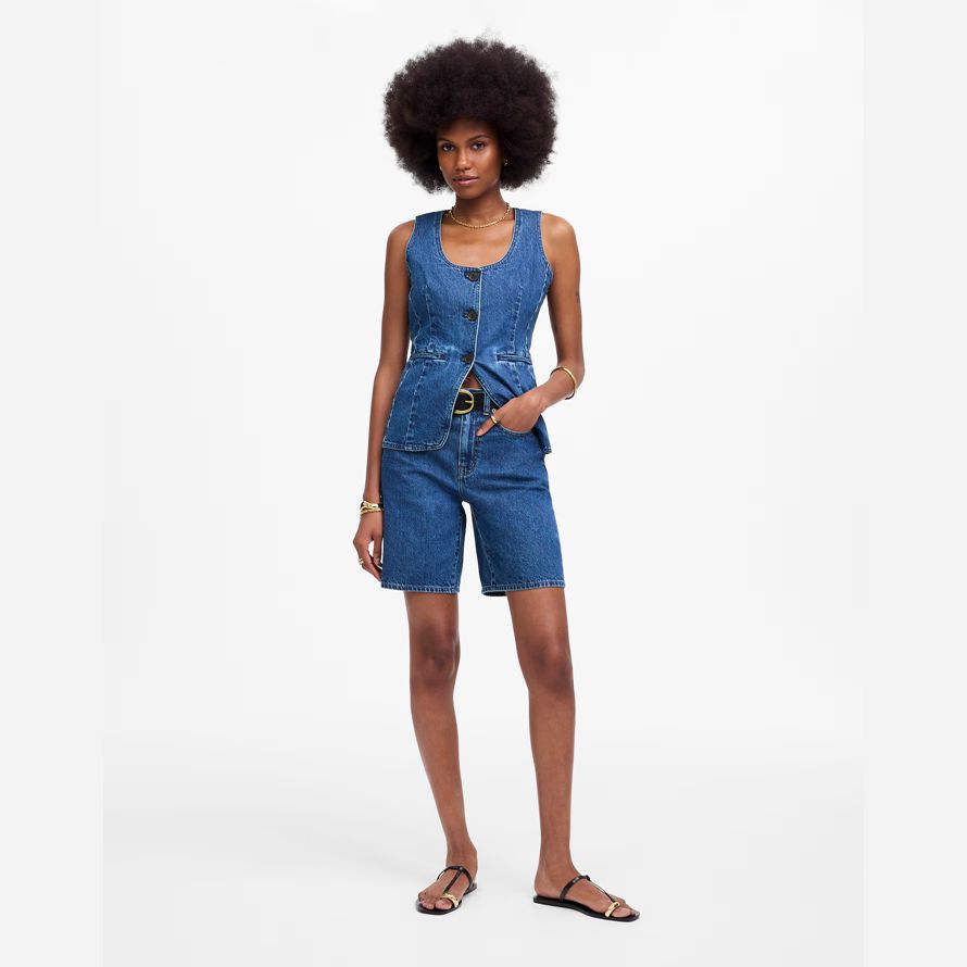 madewell 1997 denim-bermudas womens shorts blue