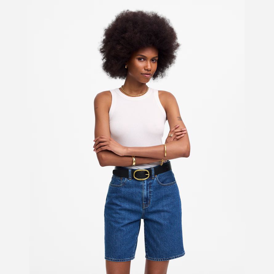 madewell 1997 denim-bermudas womens shorts blue
