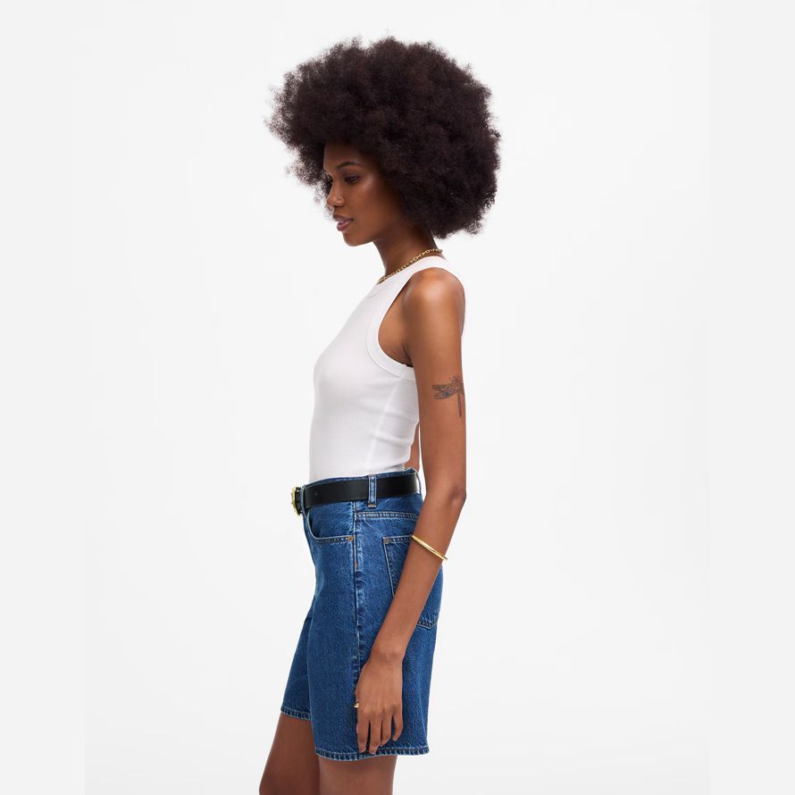 madewell 1997 denim-bermudas womens shorts blue