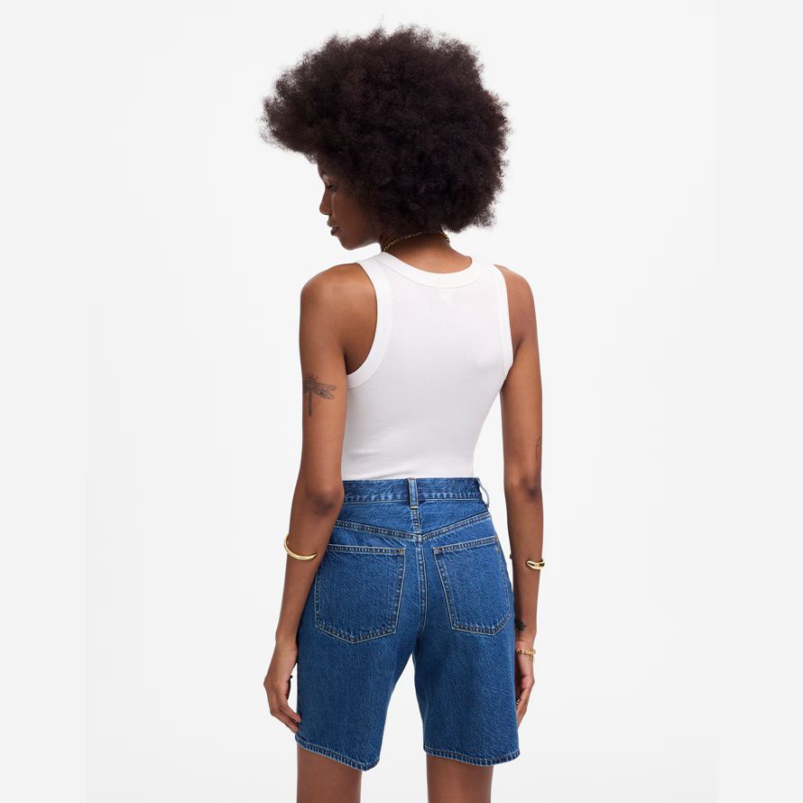 madewell 1997 denim-bermudas womens shorts blue