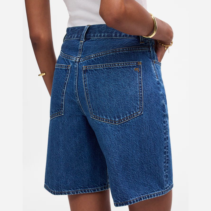 madewell 1997 denim-bermudas womens shorts blue