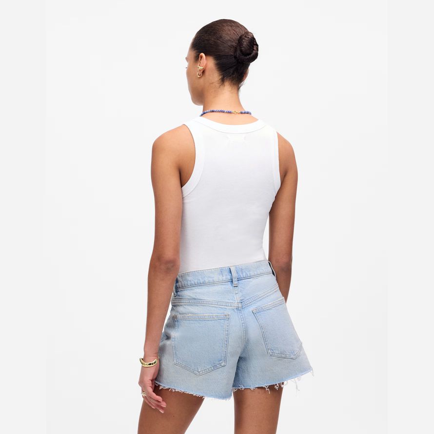 light blue womens madewell das perfekte vintage-shorts