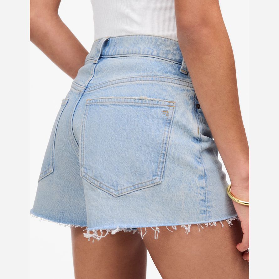 light blue womens madewell das perfekte vintage-shorts
