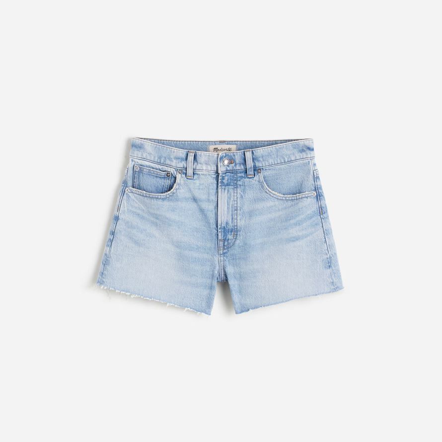 light blue womens madewell das perfekte vintage-shorts