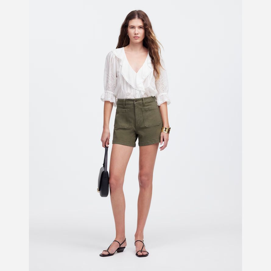 olive womens madewell die emmett shorts
