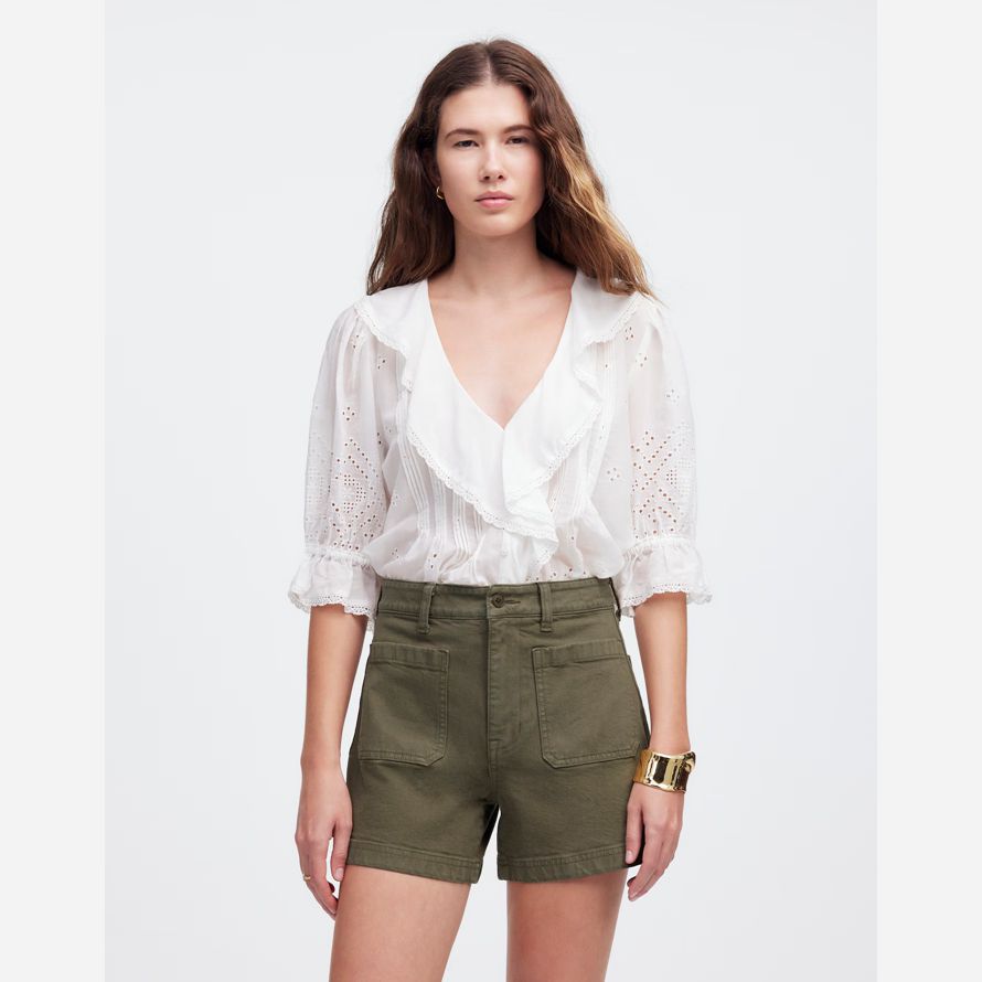 olive womens madewell die emmett shorts