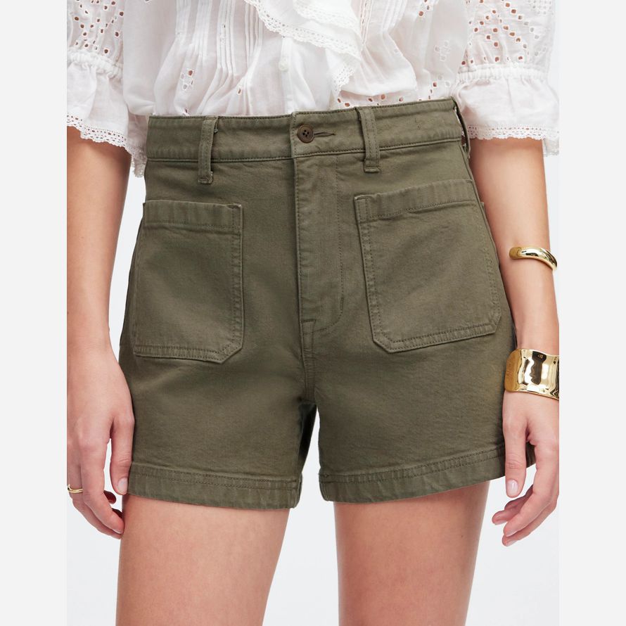 olive womens madewell die emmett shorts