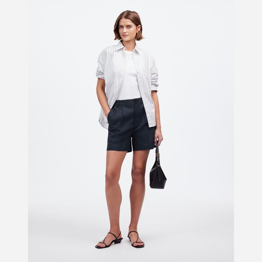 damen madewell die drapey twill plissee-shorts-navy