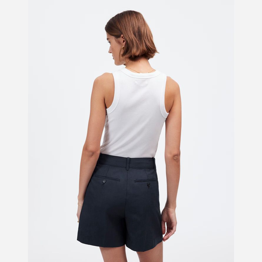 damen madewell die drapey twill plissee-shorts-navy