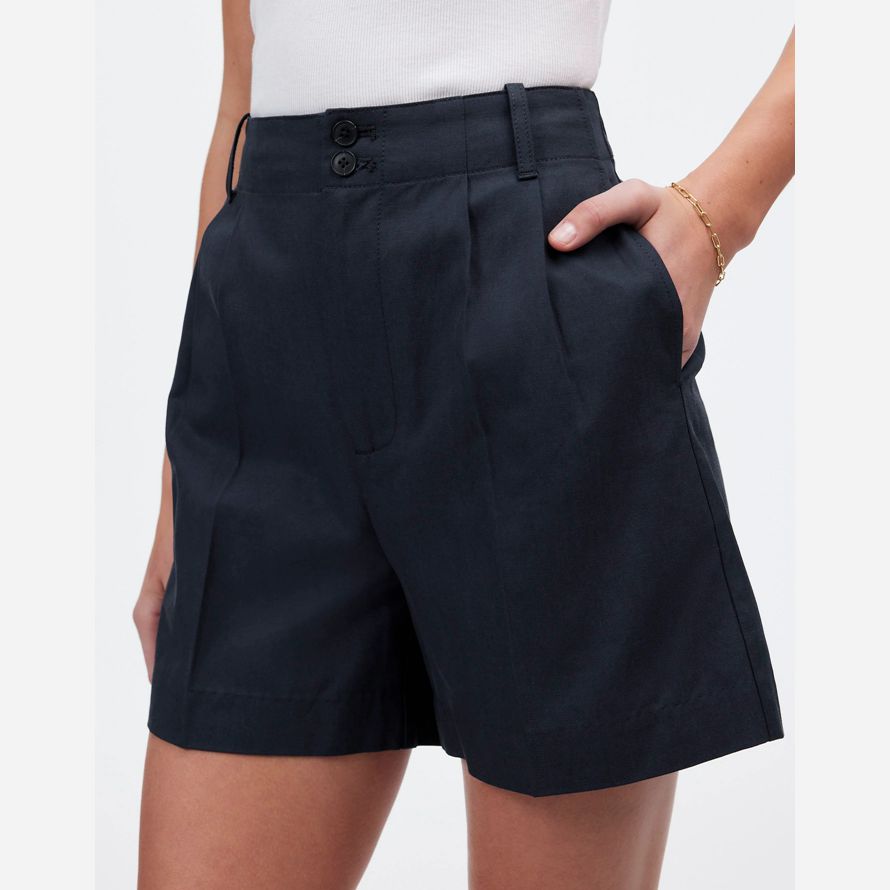 damen madewell die drapey twill plissee-shorts-navy
