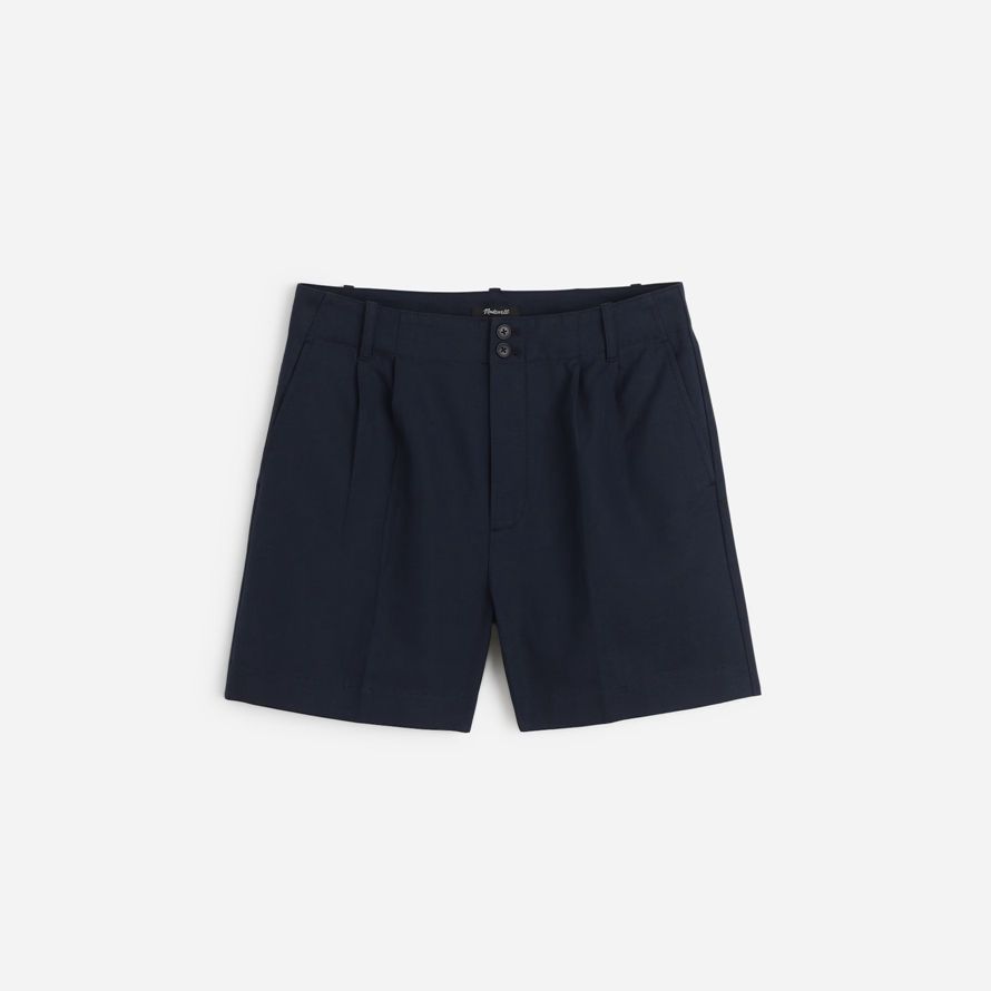 damen madewell die drapey twill plissee-shorts-navy