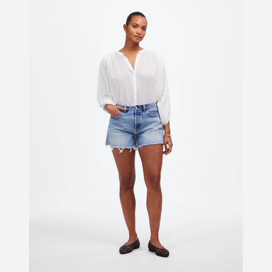 madewell dem curvy brynn womens shorts blue
