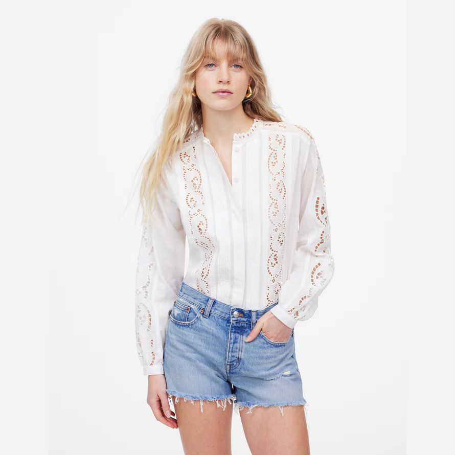 madewell die brynn womens shorts-light blue