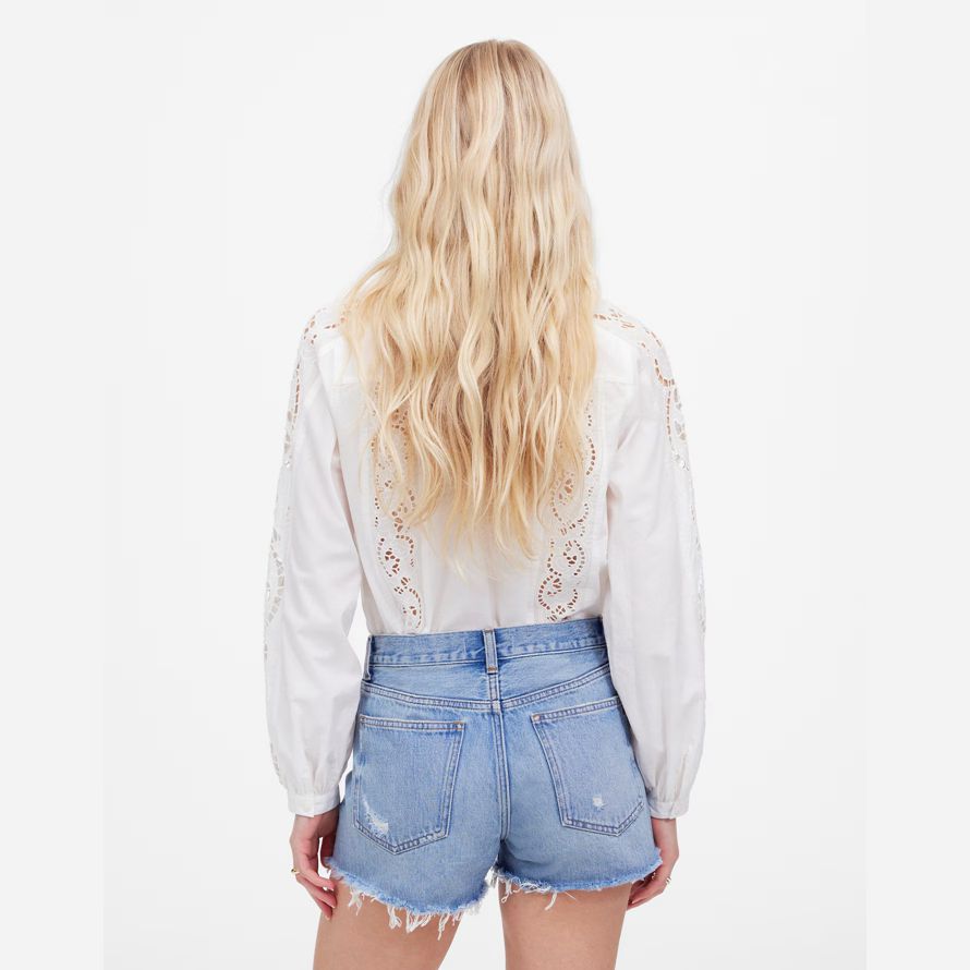 madewell die brynn womens shorts-light blue