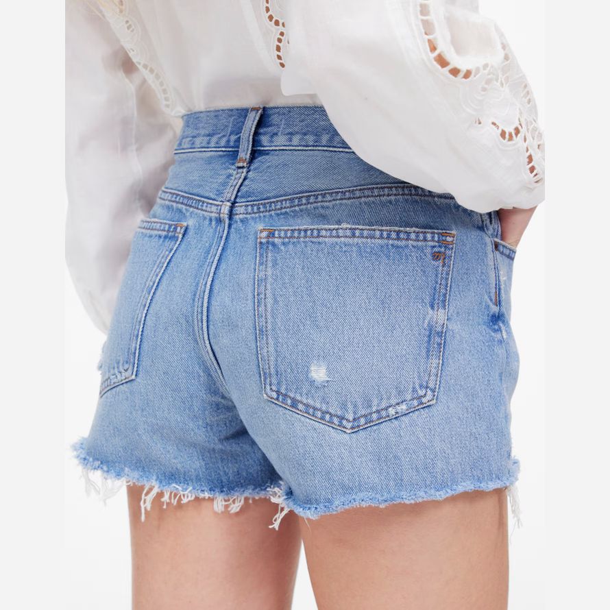 madewell die brynn womens shorts-light blue