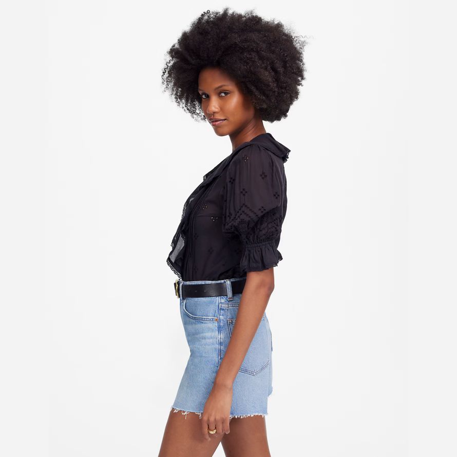 madewell die perfekte vintage-mid-länge denim-womens shorts-light blue