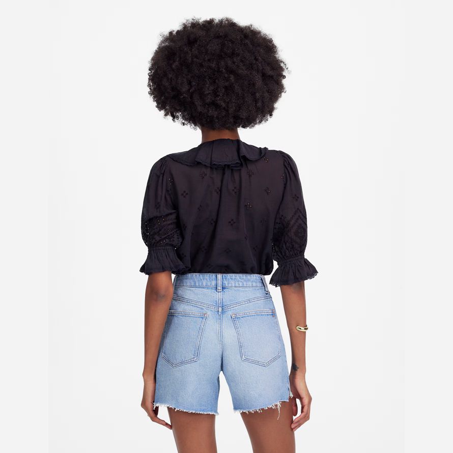 madewell die perfekte vintage-mid-länge denim-womens shorts-light blue