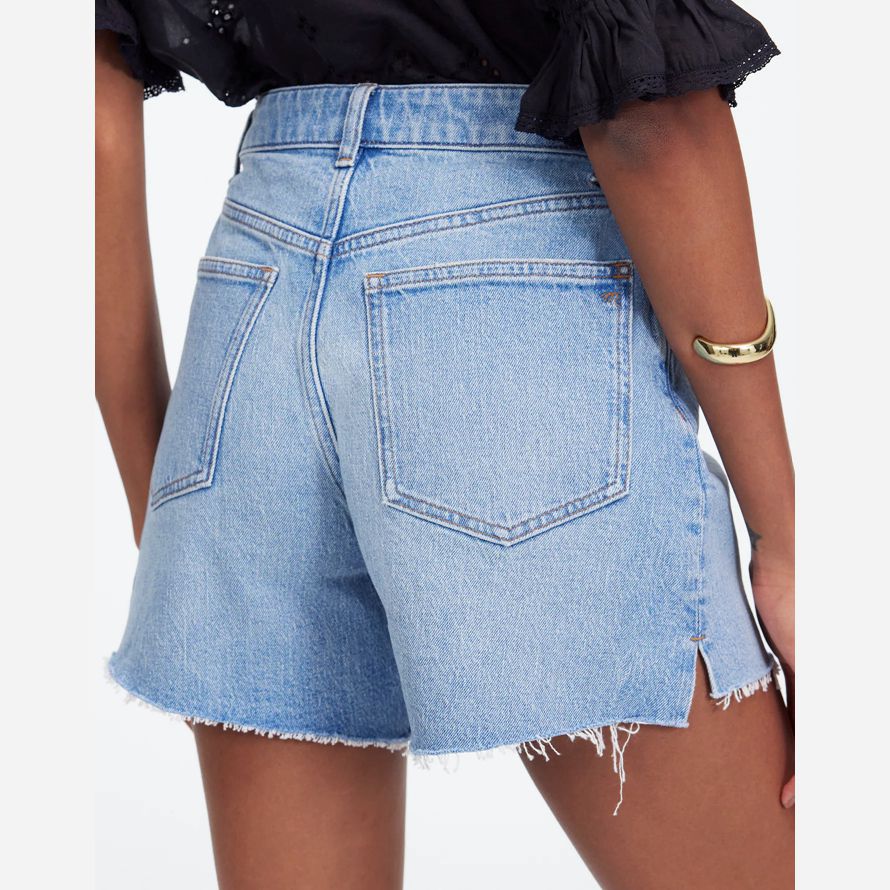 madewell die perfekte vintage-mid-länge denim-womens shorts-light blue