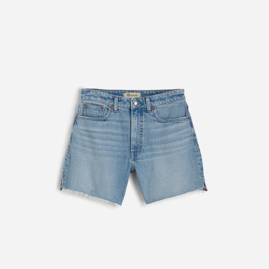 madewell die perfekte vintage-mid-länge denim-womens shorts-light blue