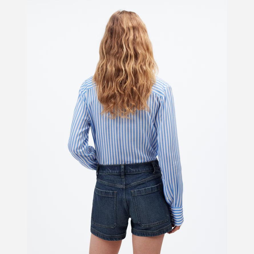 dunkel blau damen madewell denim emmett shorts