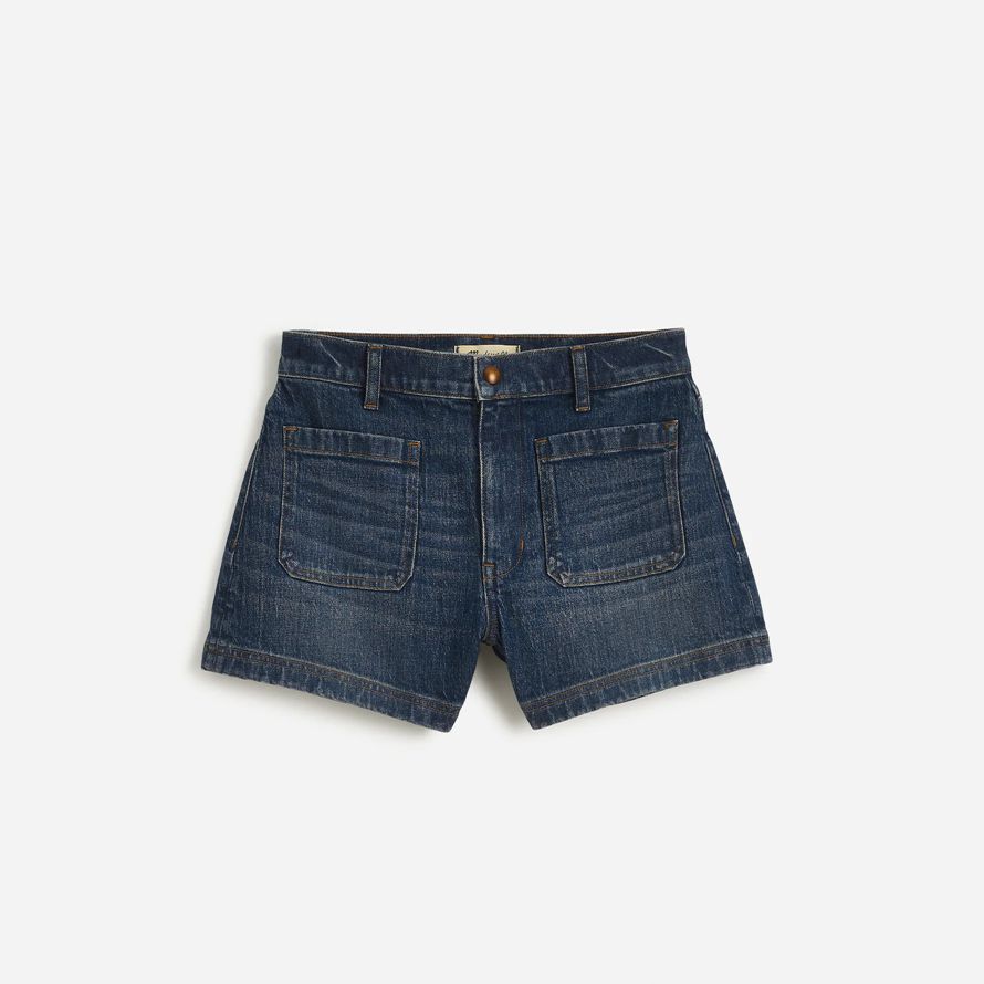 dunkel blau damen madewell denim emmett shorts