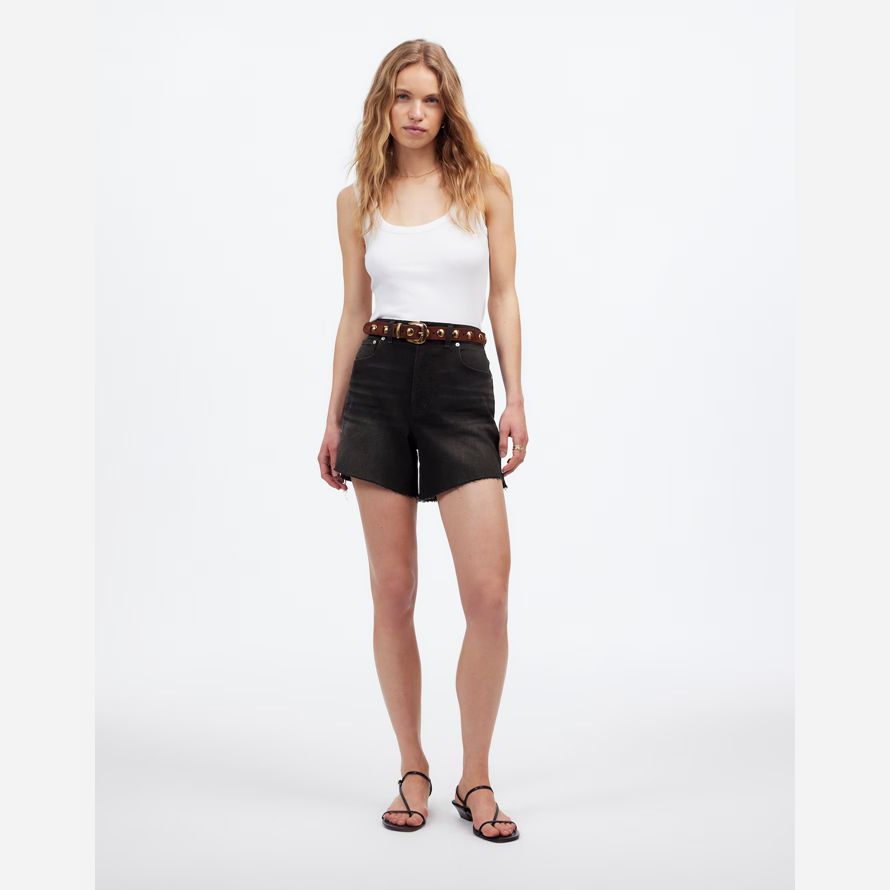 schwarz madewell das perfekte vintage-mid-länge denim damen shorts