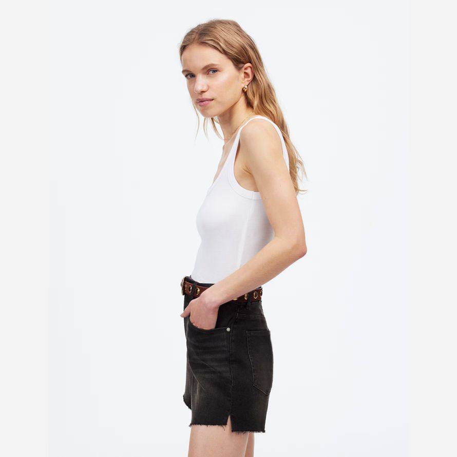 schwarz madewell das perfekte vintage-mid-länge denim damen shorts