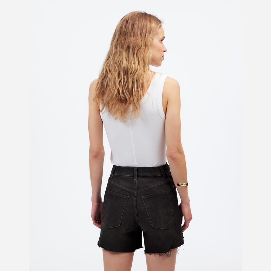 schwarz madewell das perfekte vintage-mid-länge denim damen shorts