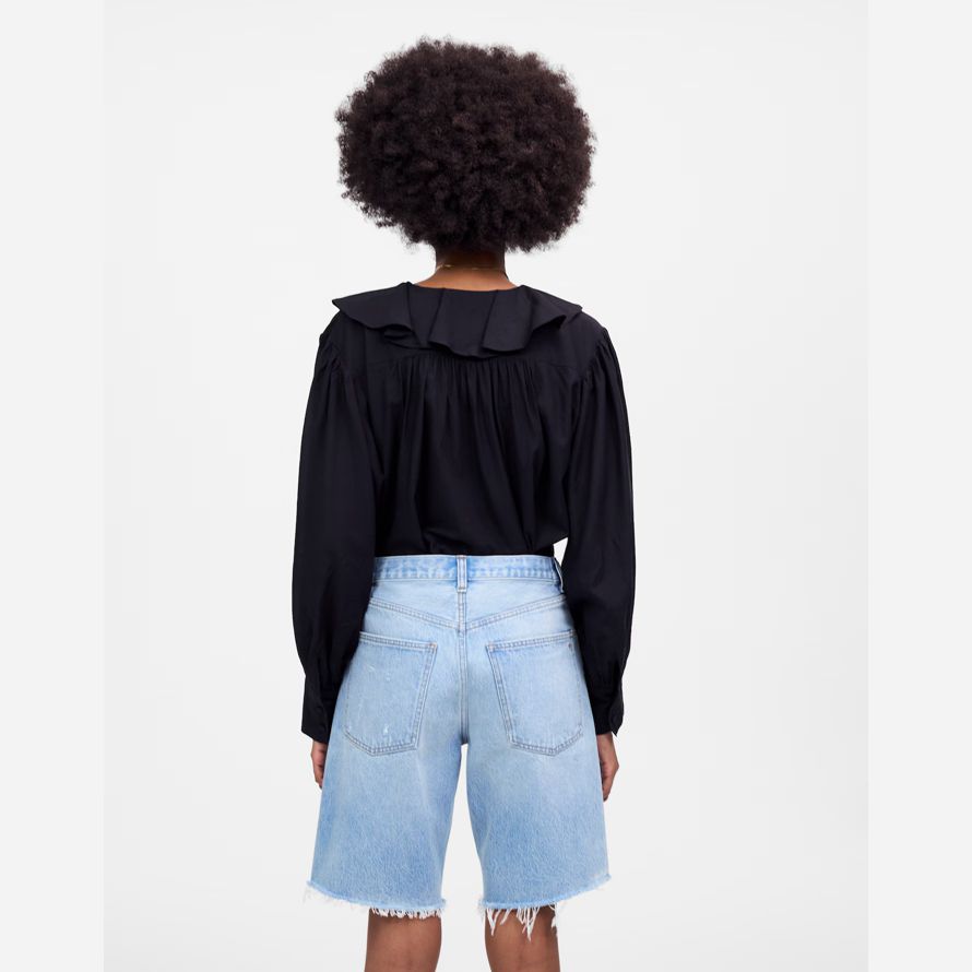 damen madewell essex lange baggy shorts-light blue