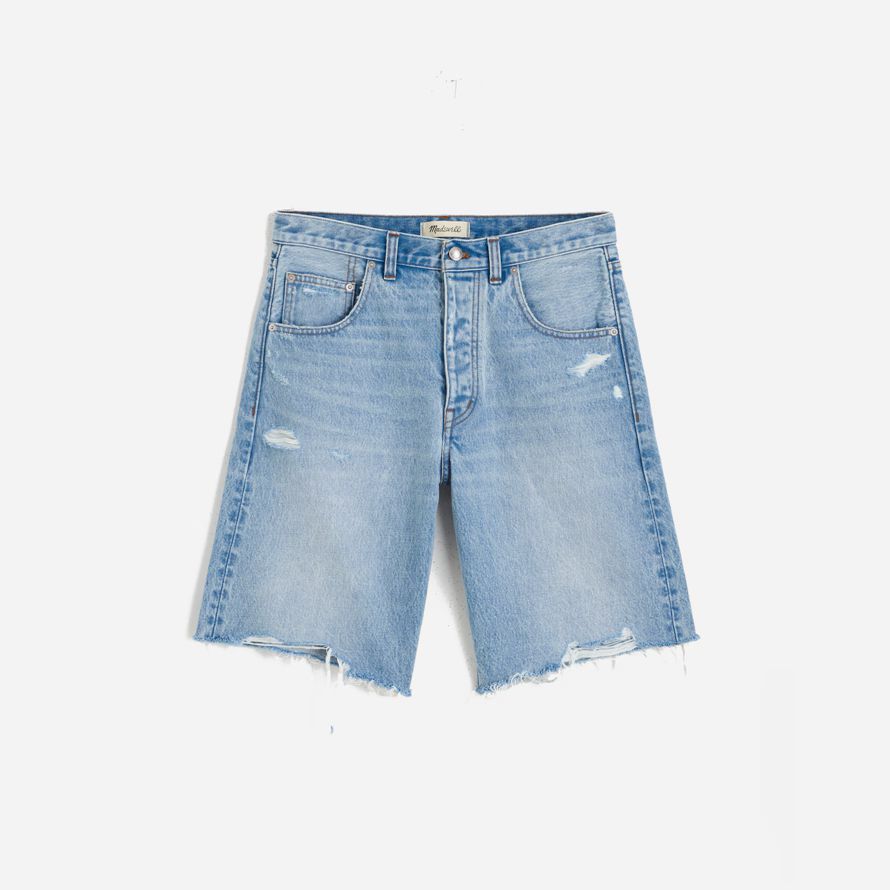 damen madewell essex lange baggy shorts-light blue