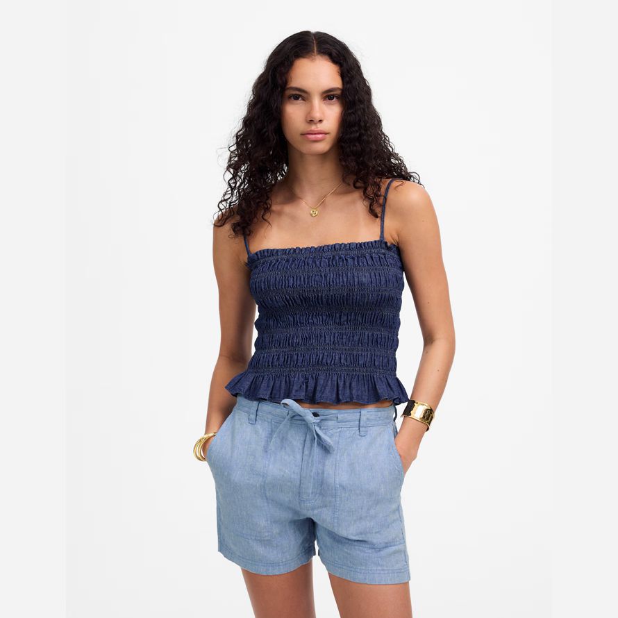damen madewell pull-on drawstring-shorts-blue