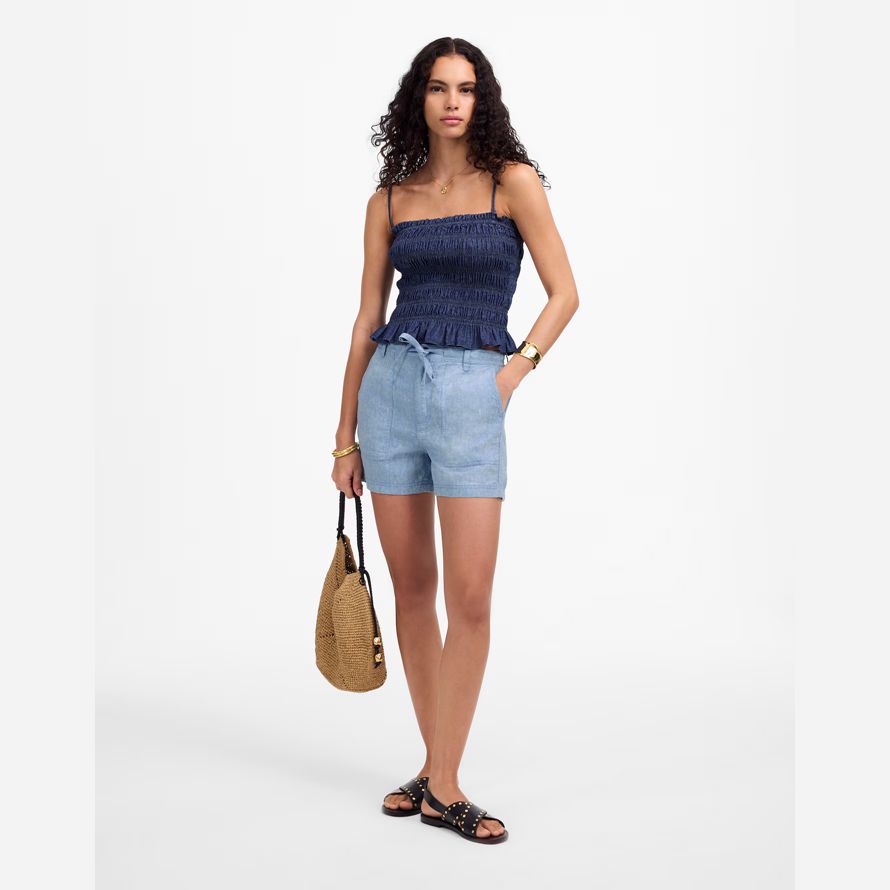 damen madewell pull-on drawstring-shorts-blue