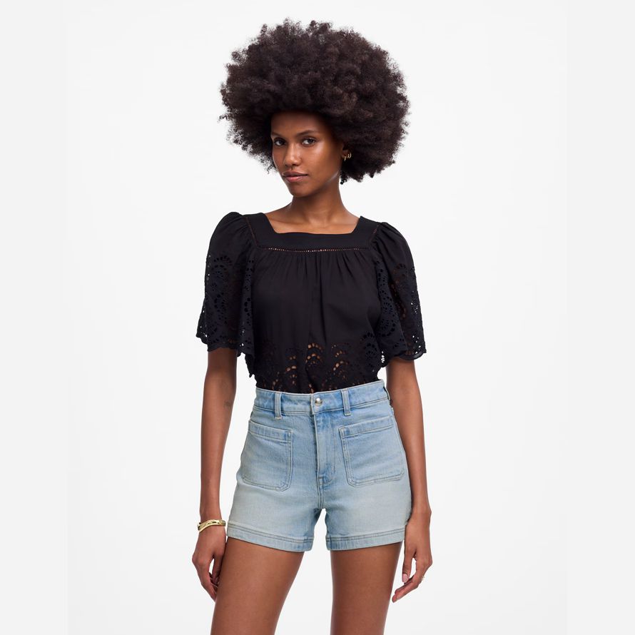 damen madewell denim emmett shorts-light blue