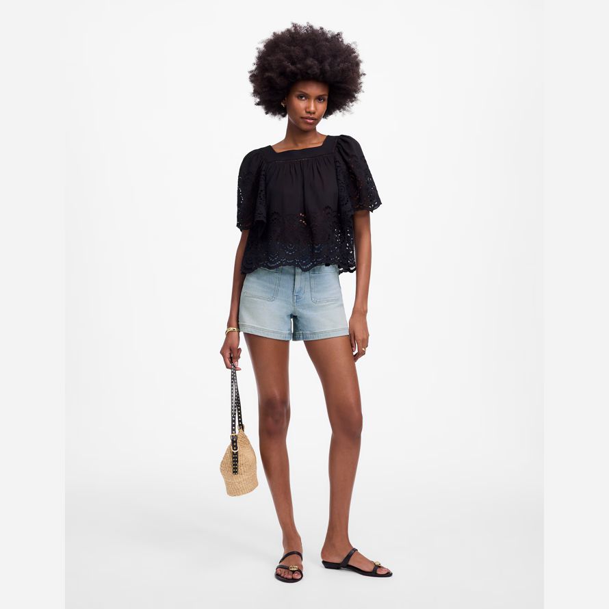 damen madewell denim emmett shorts-light blue