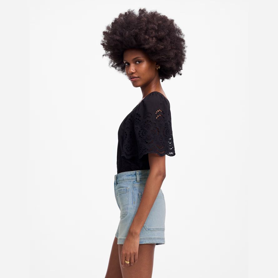 damen madewell denim emmett shorts-light blue