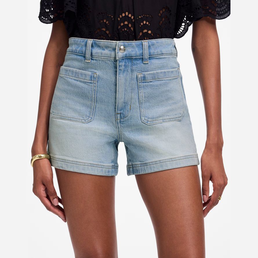damen madewell denim emmett shorts-light blue