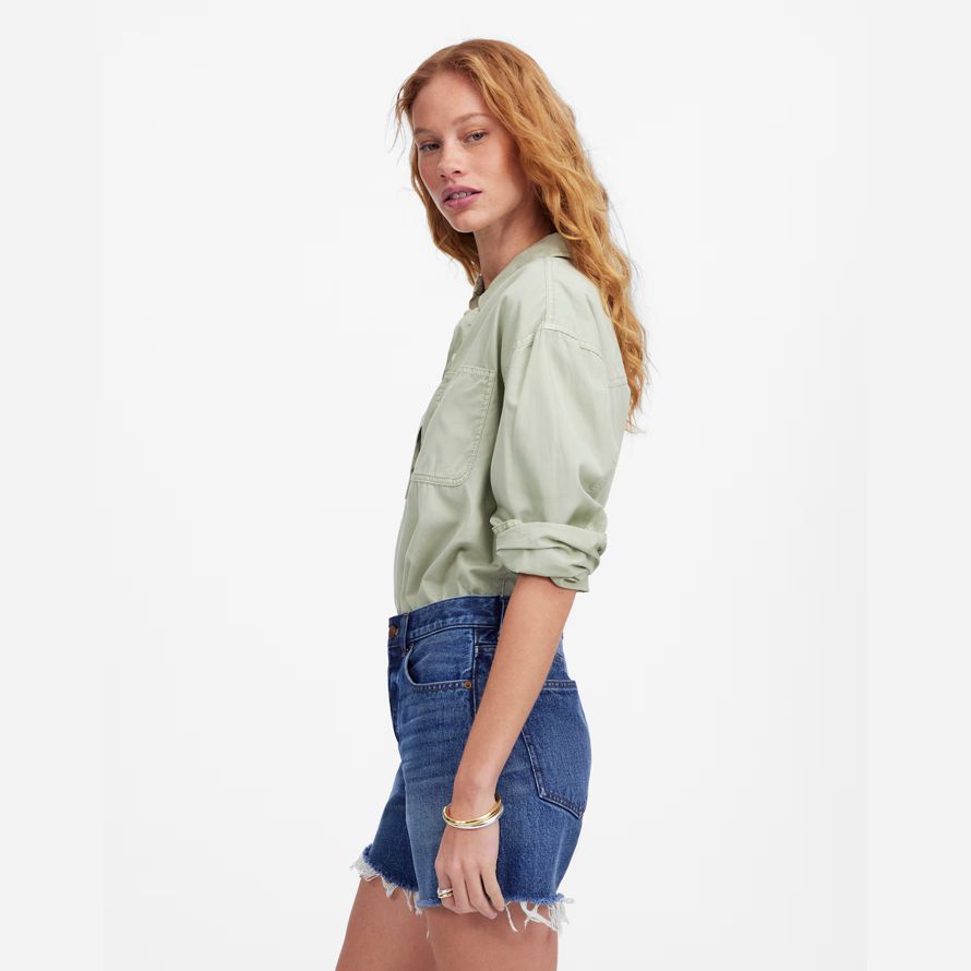madewell die brynn long womens shorts blue
