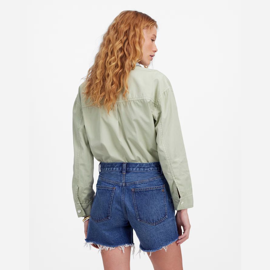 madewell die brynn long womens shorts blue