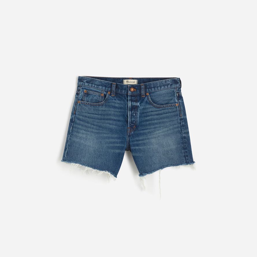 madewell die brynn long womens shorts blue