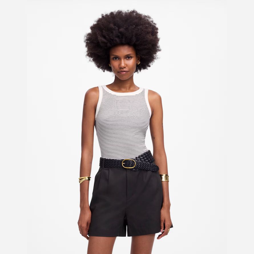 damen madewell die drapey twill plissee-shorts-black