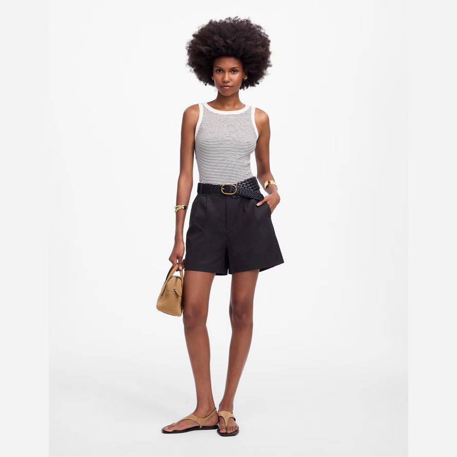 damen madewell die drapey twill plissee-shorts-black