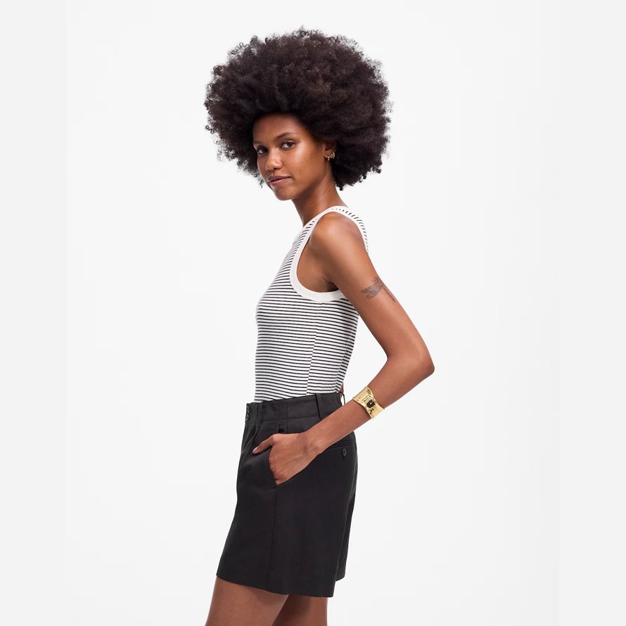 damen madewell die drapey twill plissee-shorts-black