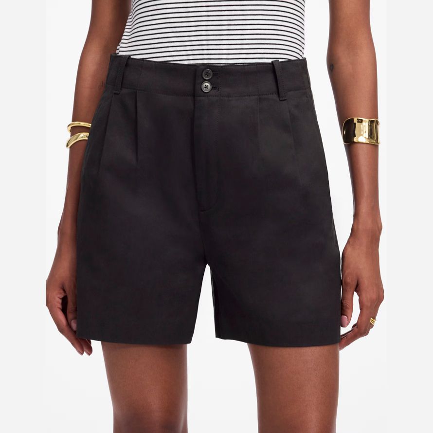 damen madewell die drapey twill plissee-shorts-black