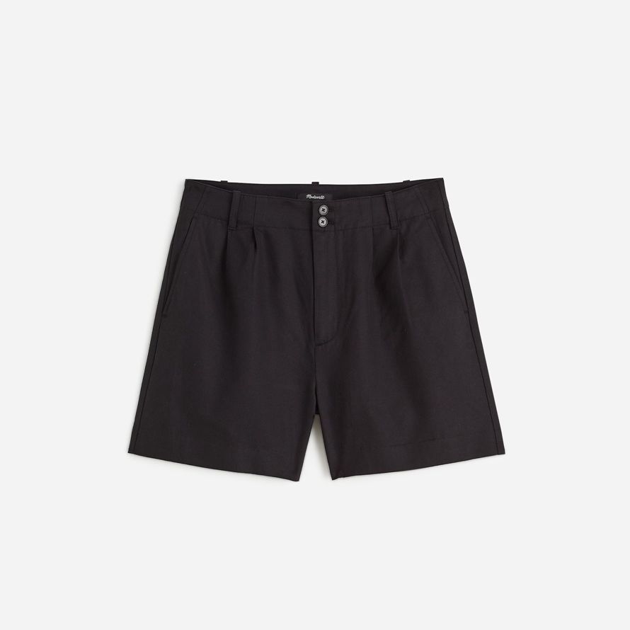 damen madewell die drapey twill plissee-shorts-black
