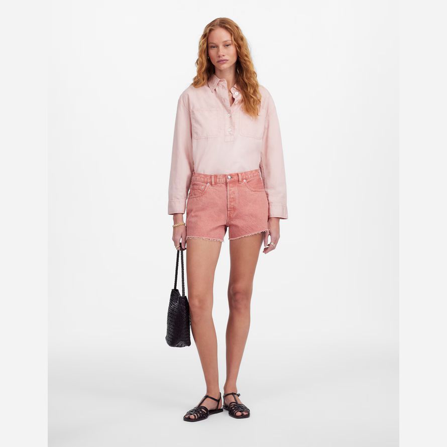 pink womens madewell des brynn dye-shorts