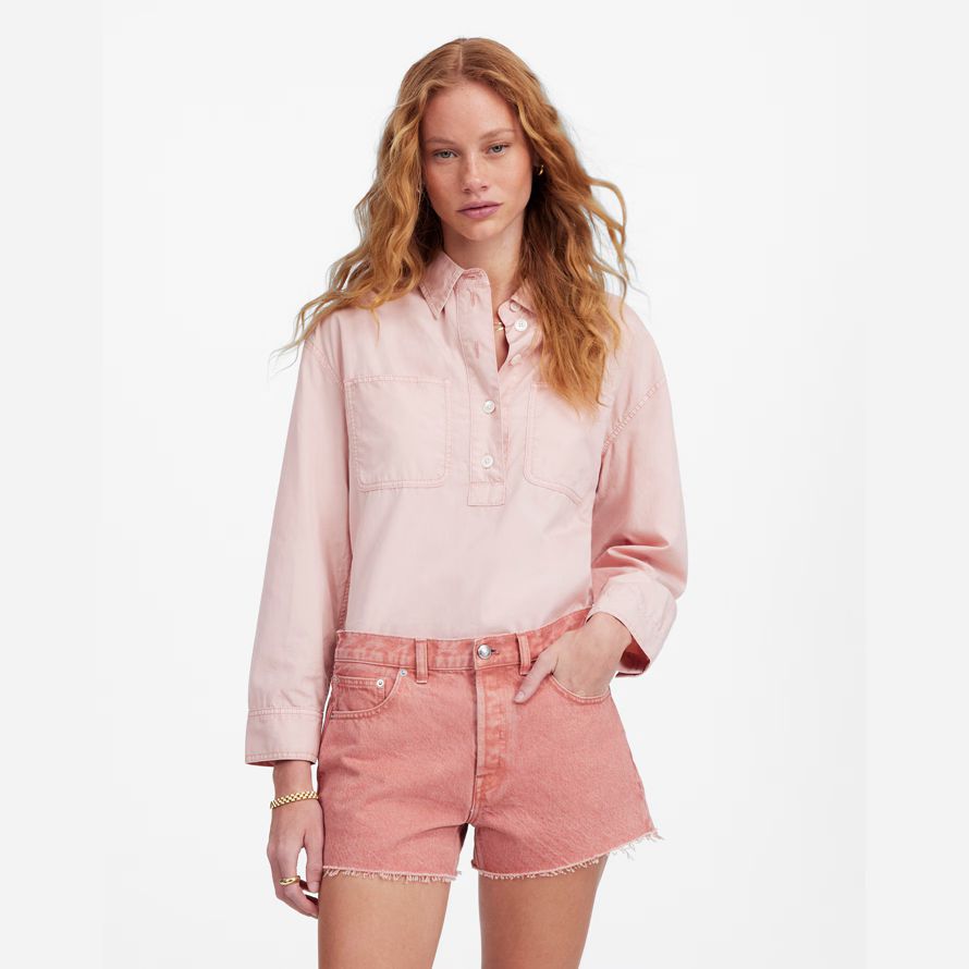pink womens madewell des brynn dye-shorts