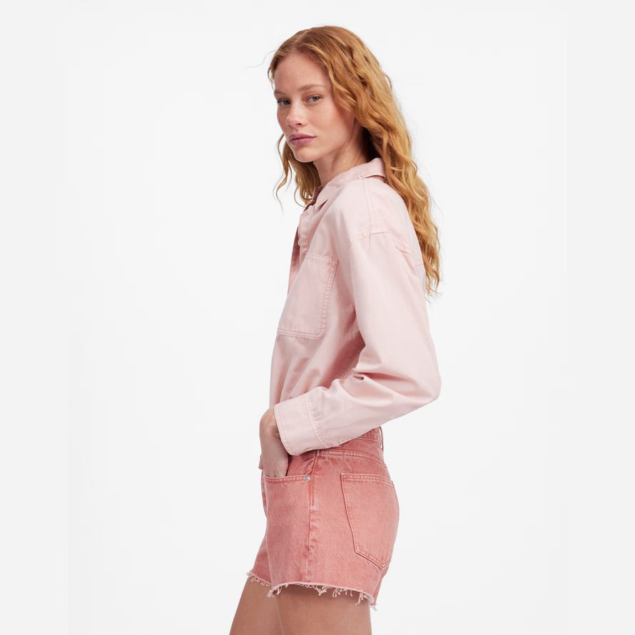 pink womens madewell des brynn dye-shorts